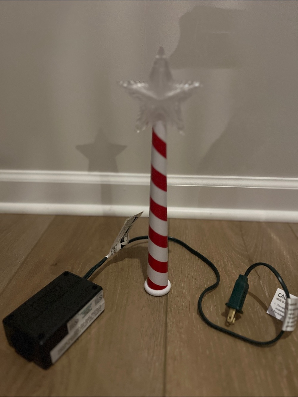Holiday Candy Cane Star Tree Topper - Red and White